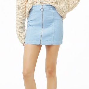 Baby Blue Corduroy Zip Skirt